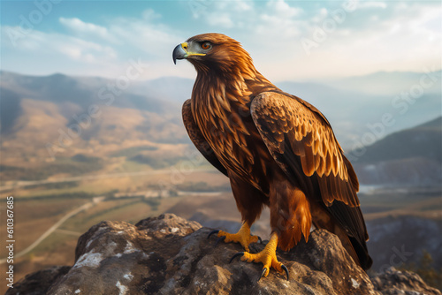 Majestic Golden Eagle Soaring in its Natural Habitat, AI Generated