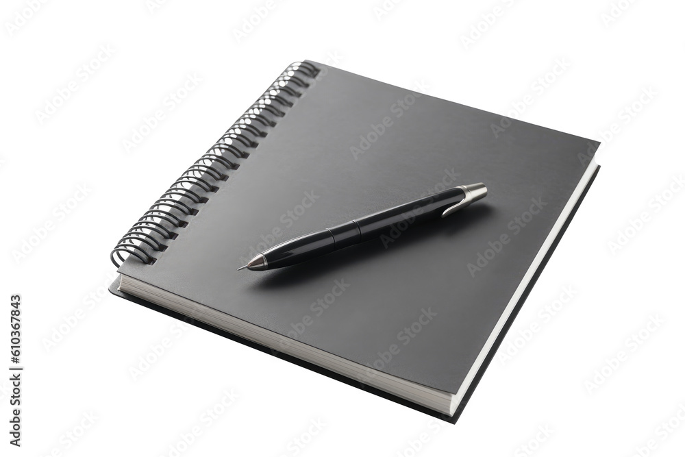 Black notebook isolated on transparent background. Generative Ai Black notebook isolated on transparent background. Generative Ai