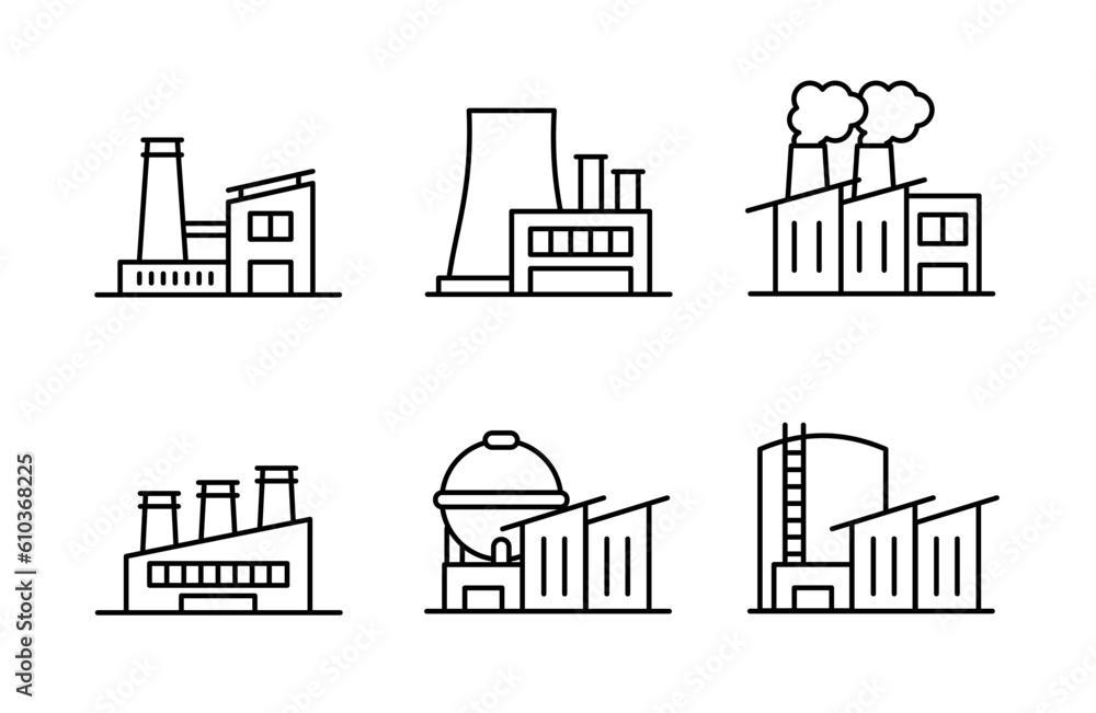 Factory icon industry, building, engineer, nuclear power plant for app web logo banner poster icon - Vector