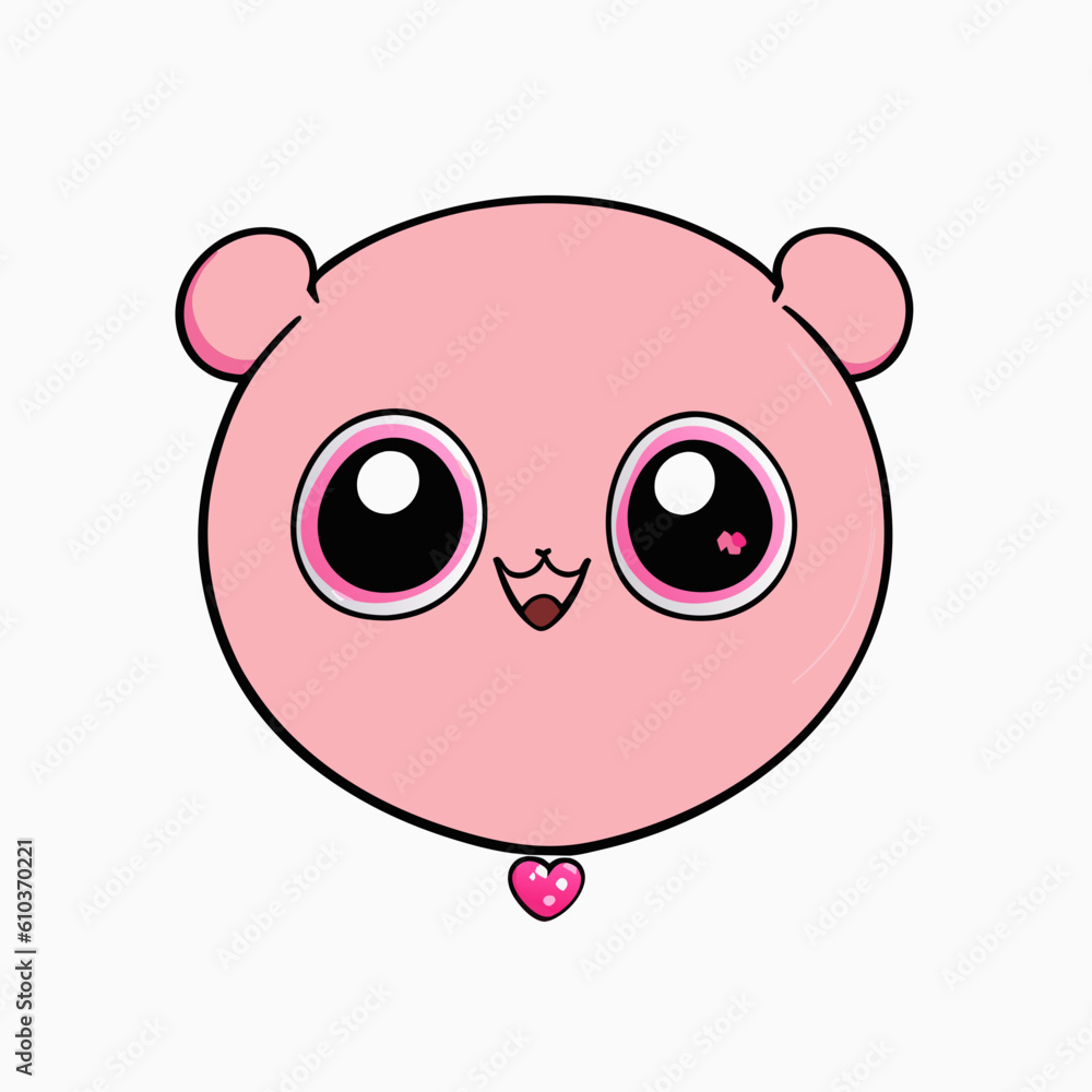 Cute pink face with anime style facial expressions Generative AI Cute pink face with anime style facial expressions Generative AI