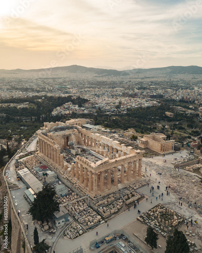 Aerial view of the Acropolis and the Parthenon