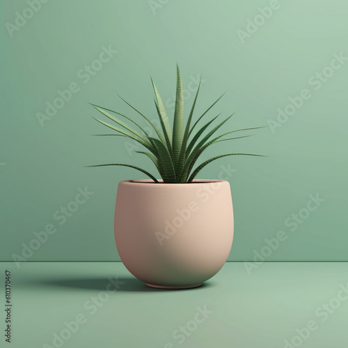 plant in a vase in green background