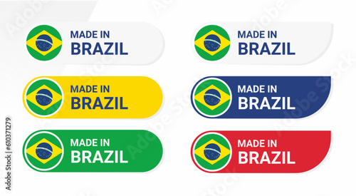 Icon made in Brazil isolated on white background.  vector illustration Brazil flag. Brazil Button.