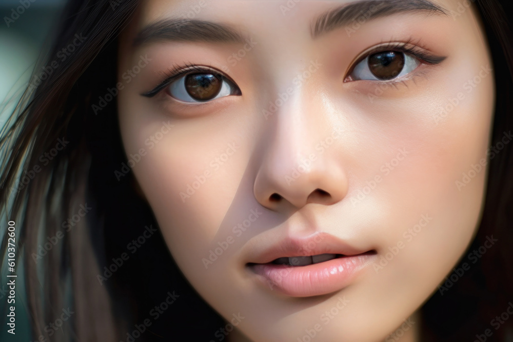 Young asian woman with beautiful skin, Generative AI Young asian woman with beautiful skin, Generative AI