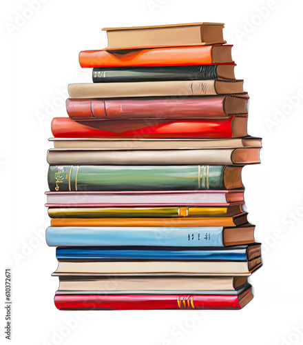 stack of books isolated on transparent background