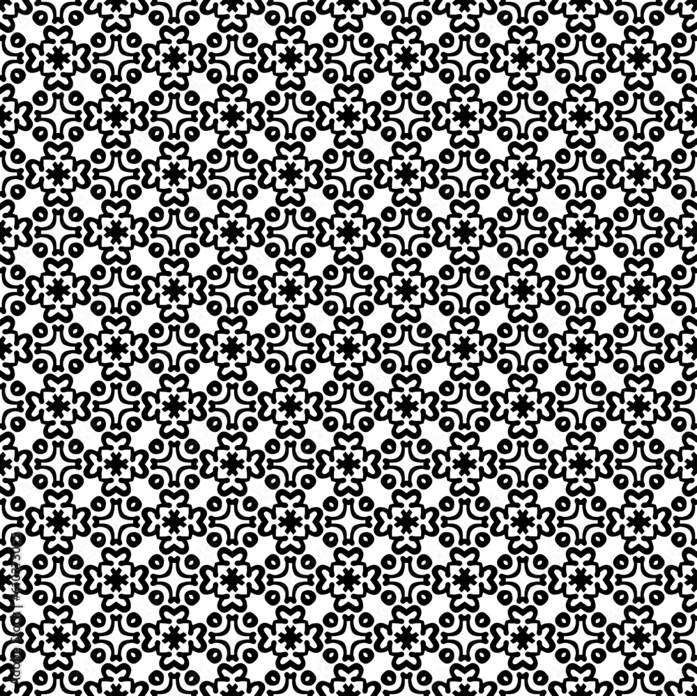 Black and white seamless pattern texture. Greyscale ornamental graphic design. Mosaic ornaments. Pattern template. Vector illustration. EPS10. Black and white seamless pattern texture. Greyscale ornamental graphic design. Mosaic ornaments. Pattern template. Vector illustration. EPS10.