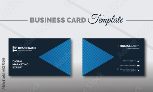 Modern & minimal business card with photo, simple clean design template, vector design, professional business card template, visiting card template. double sided business card design template