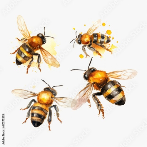 Honey bee isolated. Illustration AI Generative.
