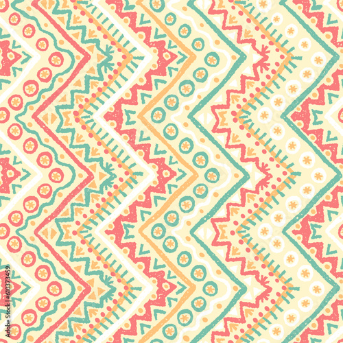 Canvas Print Hand drawn abstract seamless pattern, ethnic background, african style - great f