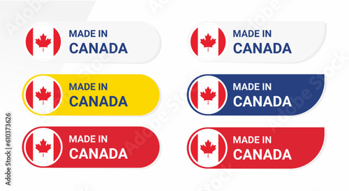 Icon made in Canada   isolated on white background.  vector illustration Canada flag. Canada Flag Button.