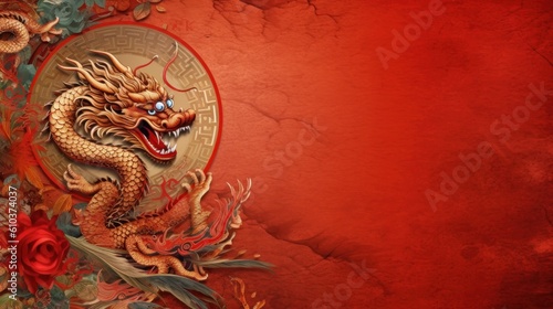 Chinese New Year background. Illustration AI Generative.