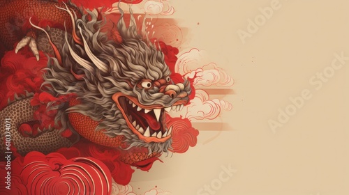 Chinese New Year background. Illustration AI Generative.