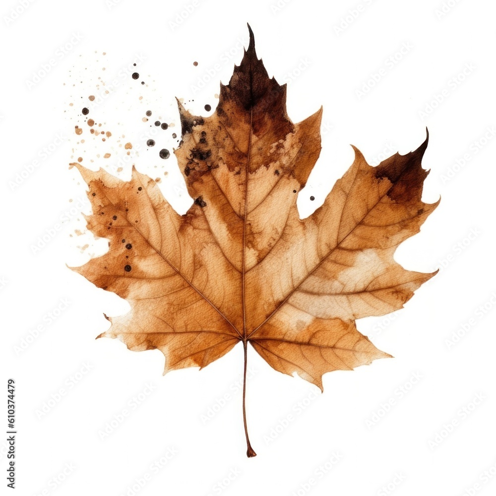 Naklejka premium Autumn leaf isolated. Illustration AI Generative.