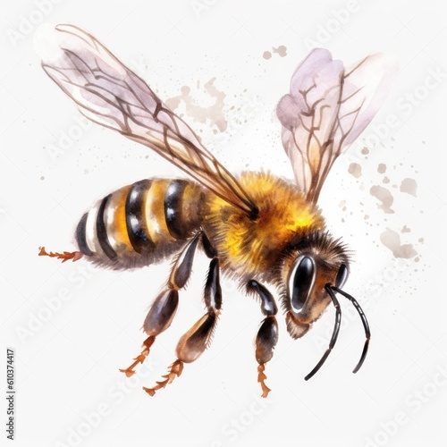 Honey bee isolated. Illustration AI Generative.