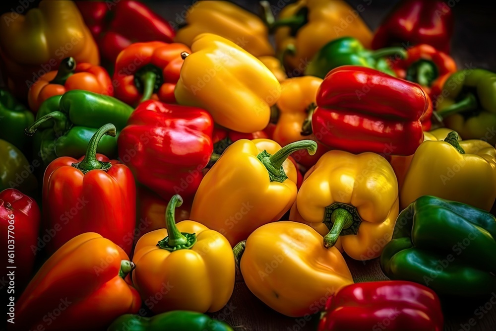 Full frame of fresh Bell pepper. AI generated.