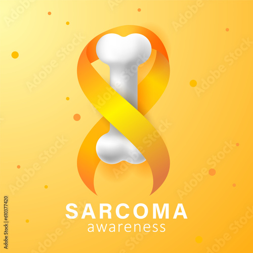 Sarcoma awareness. Yellow ribbon and bone awareness