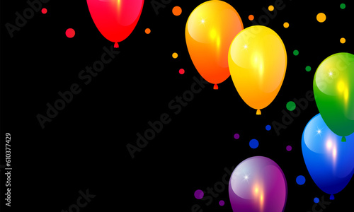 3d rendering baloons in gay flag colors. LGBTQ Lesbian, Gay, Bisexual, Transgender and Queer. Happy Pride Month concept. Rainbow balloons and confetti. LGBT rights