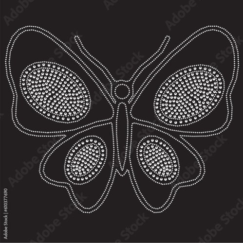 Eight inch wide sized butterfly layout for rhinestone or stud designs	