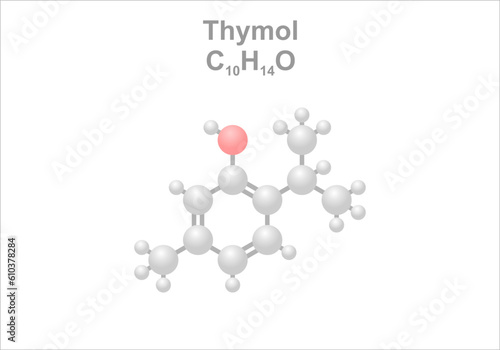 Simplified scheme of the thymol molecule. photo