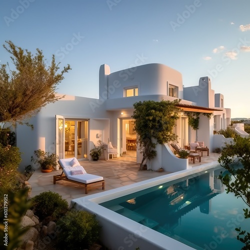 White holiday villa with po...