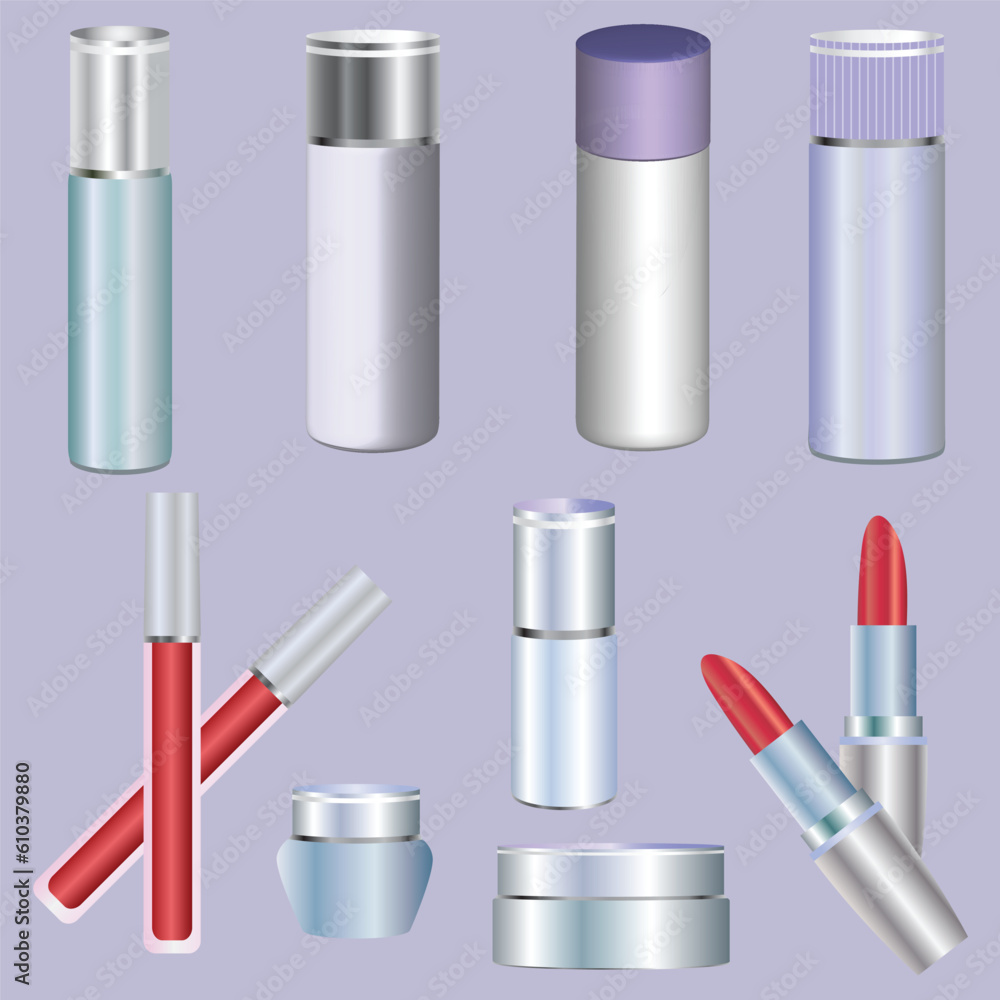 Cosmetic bottles skin care package perfume lotion makeup cream items products branding mock up, perfume tube. Cosmetic bottles skin care package perfume lotion makeup cream items products branding mock up, perfume tube.