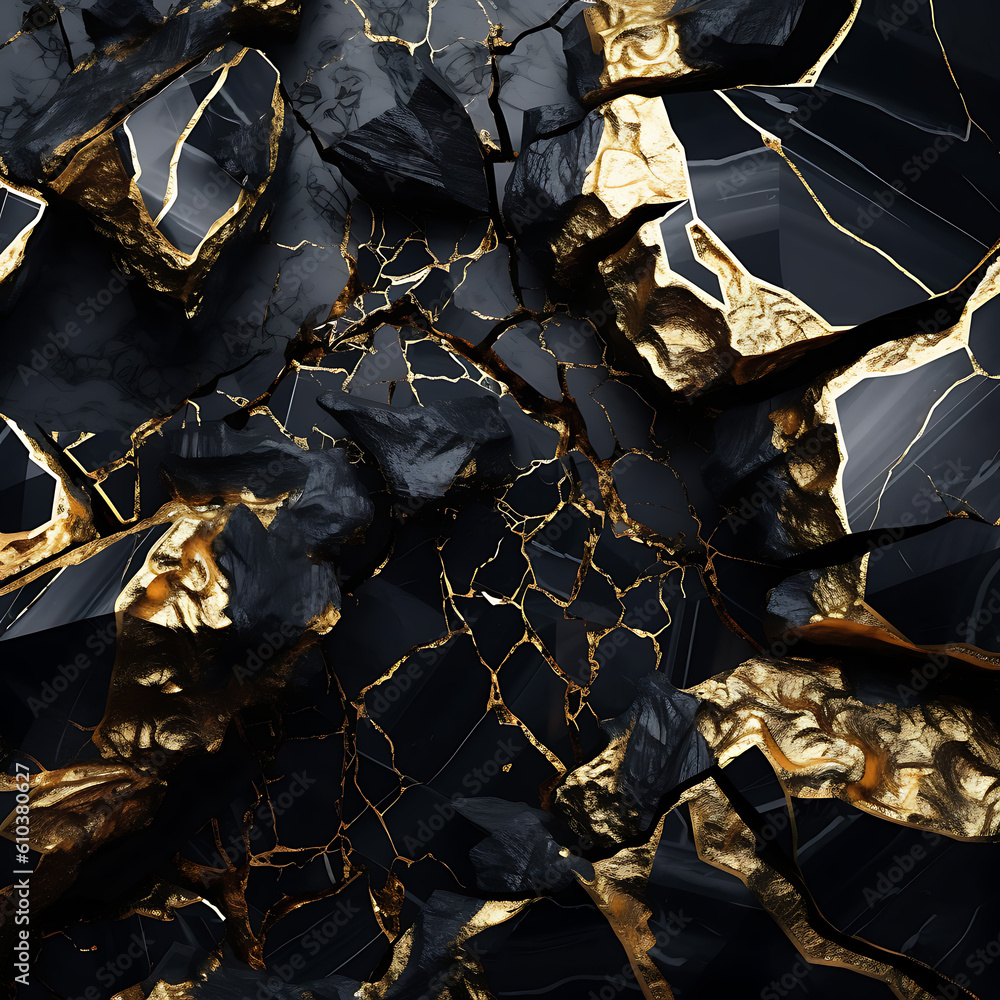 Cracked black and gold background