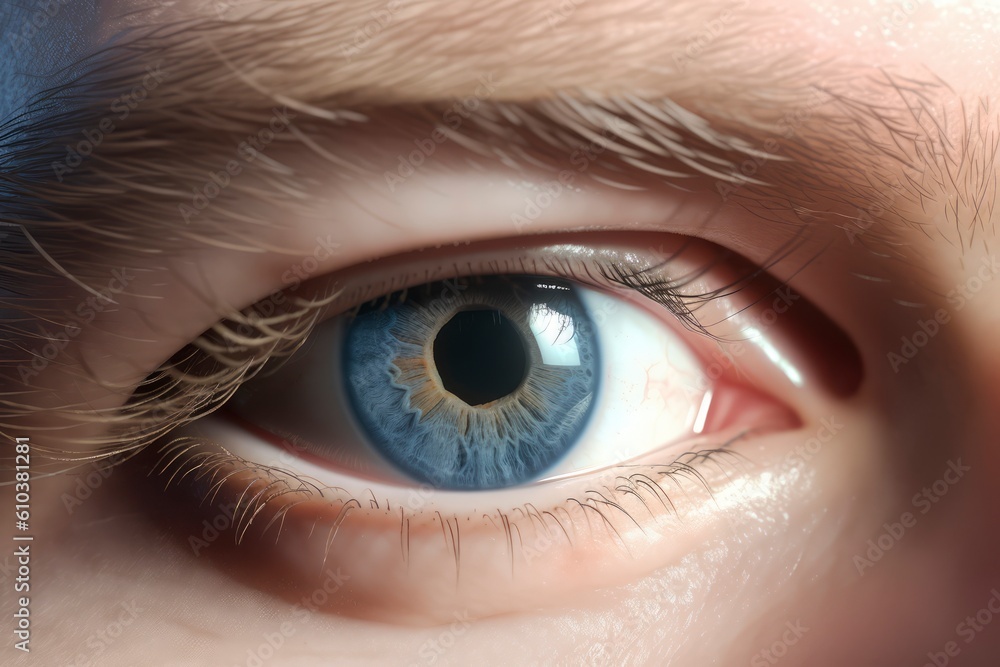 Close-up of a beautiful blue female eye. Macro shot. Generative AI Close-up of a beautiful blue female eye. Macro shot. Generative AI