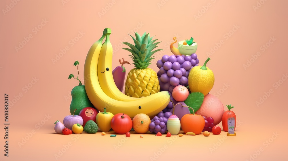 Lovely Colorful And Fresh Tropical Fruits With Pastel Background ; Generating AI Illustration Lovely Colorful And Fresh Tropical Fruits With Pastel Background ; Generating AI Illustration