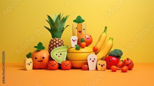 Lovely Colorful And Fresh Tropical Fruits With Pastel Background   Generating AI Illustration