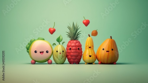 Lovely Colorful And Fresh Tropical Fruits With Pastel Background ; Generating AI Illustration