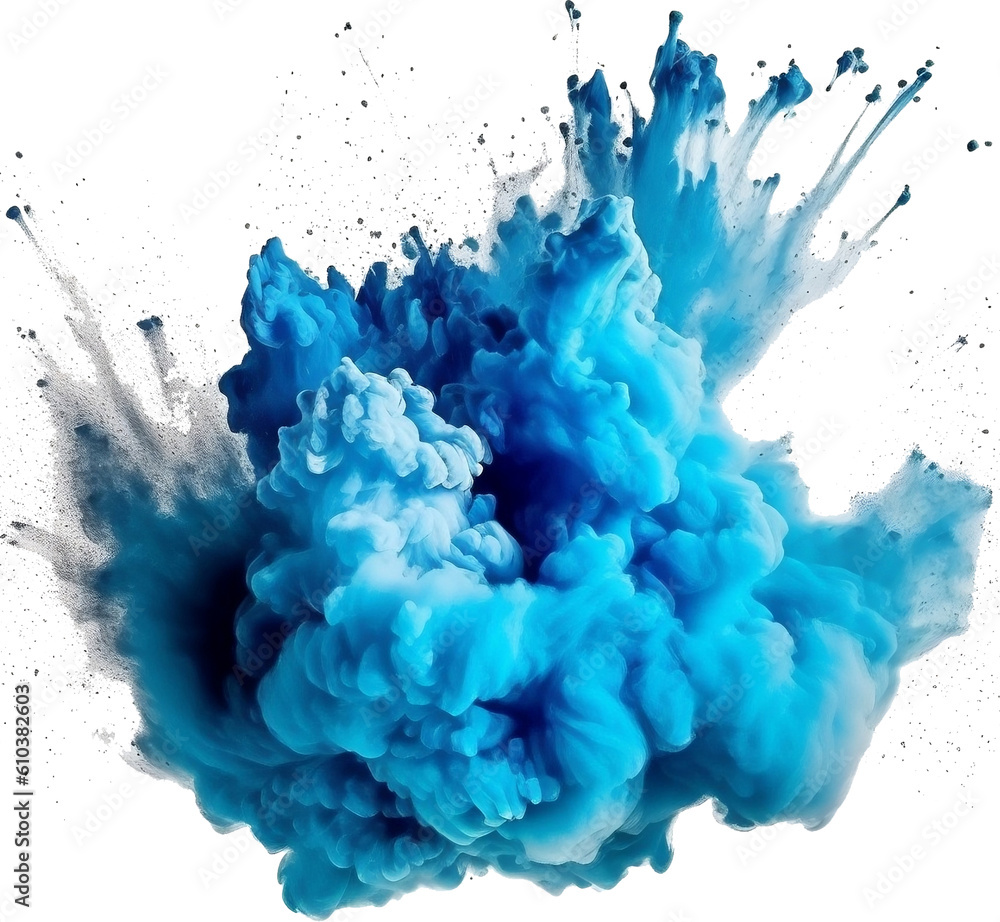 abstract powder splatted background. blue powder explosion on