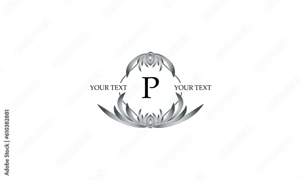 Obraz premium Exclusive vector monogram with initial P. Template for signs, logos, labels, stickers, cards. Graphic design of the page.