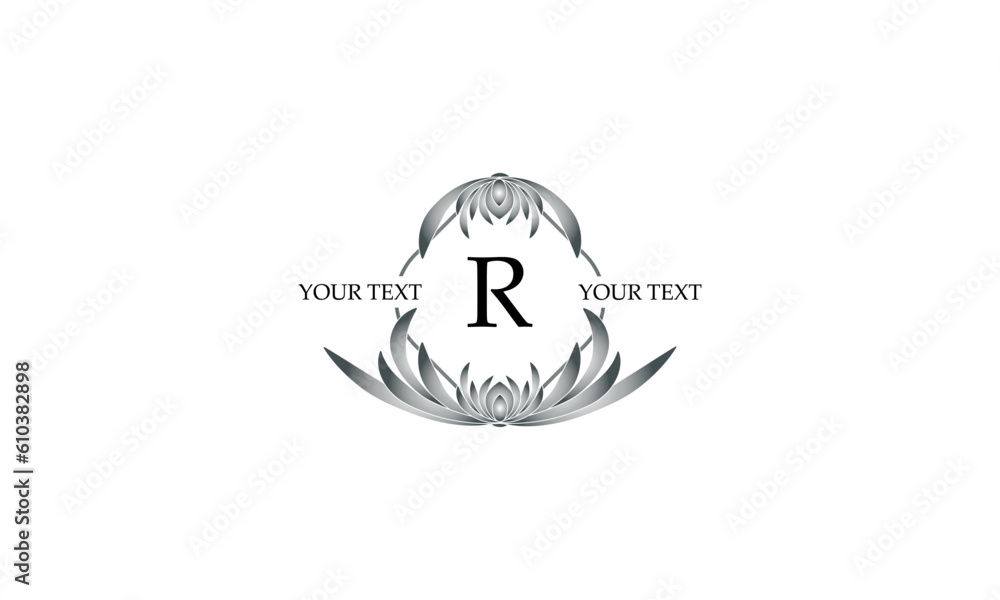 Obraz premium Exclusive vector monogram with initial R. Template for signs, logos, labels, stickers, cards. Graphic design of the page.