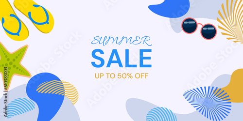 Summer sale banner design template. Vector illustration