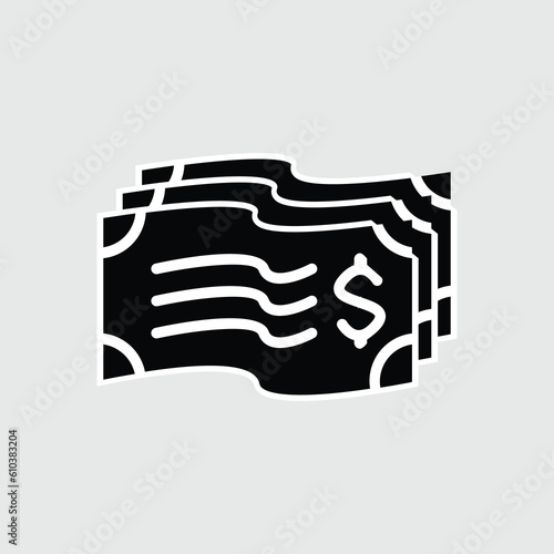 Bunch of dollar money solid icon vector image