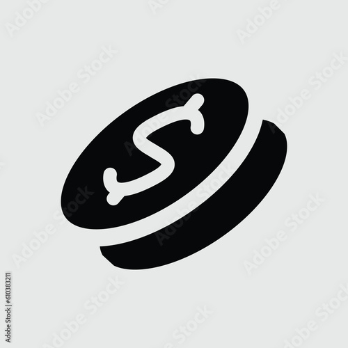 Dollar coin solid icon vector image