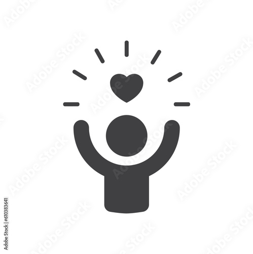 User Icon with heart, icon, vector.