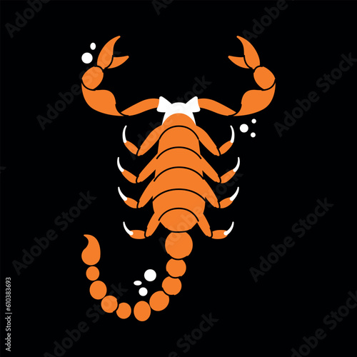 Astrological zodiac sign. Scorpio Symbol. Constellations. Colorful isolated icon. Cartoon style. Logo, print, avatar template. Vector flat illustration isolated on background