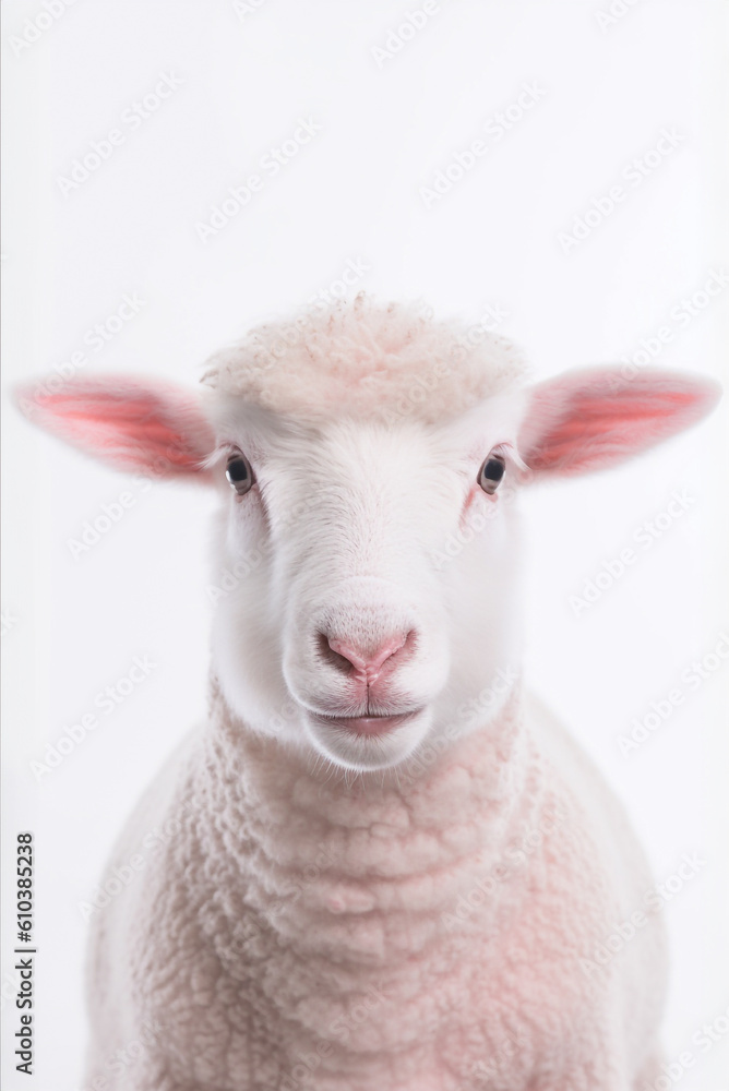 Fototapeta premium Close-up of a soft-furred sheep - ai generative
