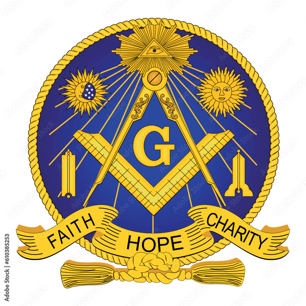Masonic mason freemason symbol emblem Faith Hope Charity Stock Vector