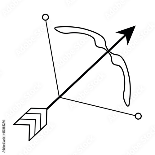 Astrological zodiac sign. Sagitarius Symbol. Constellations. Colorful isolated icon. Cartoon style. Logo, print, avatar template. Vector outline, line art illustration isolated on background