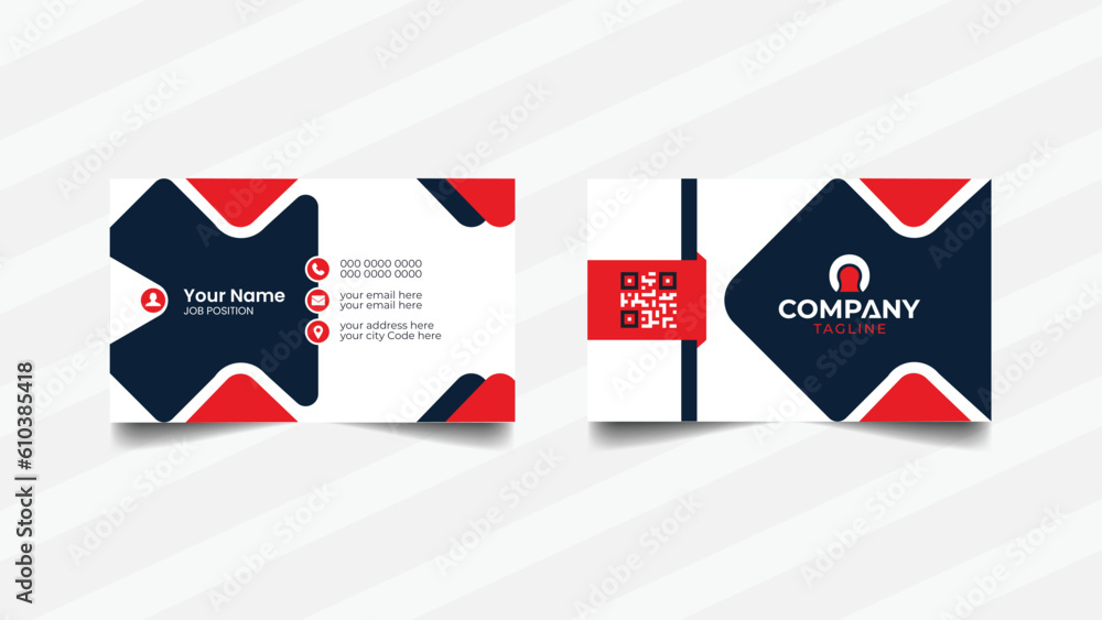 red color clean business card template 