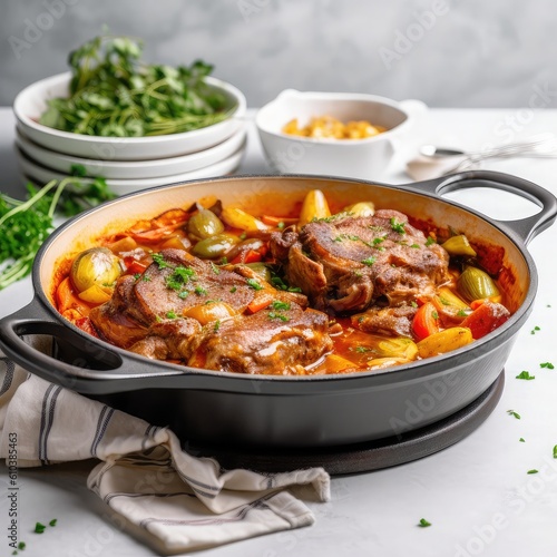 Osso Buco: Braised veal shanks cooked with vegetables, white wine, and broth.