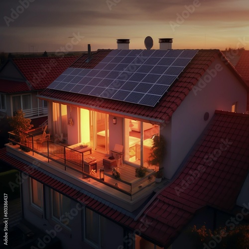 House with photovoltaic on the roof