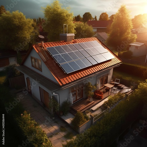 House with photovoltaic on the roof