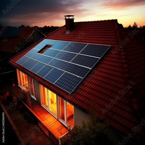 House with photovoltaic on the roof