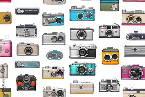 colorful retro cameras pattern