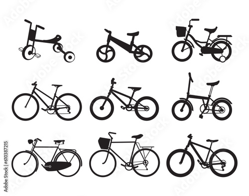 Bike icon Set vector. Sign for bicycles path Isolated on white background. Trendy Flat style for graphic design, logo, Web site, social media, UI, Bike Cycle