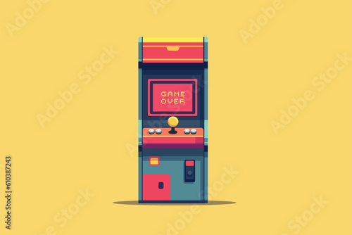 Retro gaming machines. Aesthetic wallpaper. Arcade game background. Vector stock