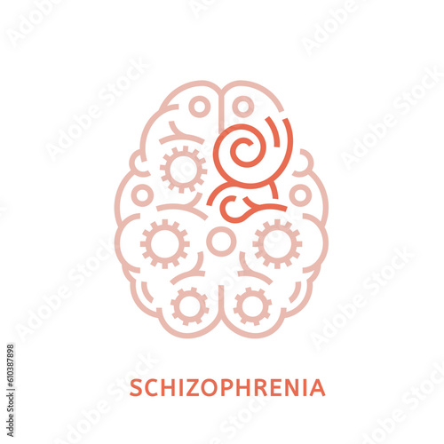 Vector schizophrenia icon in outline style. Vector illustration